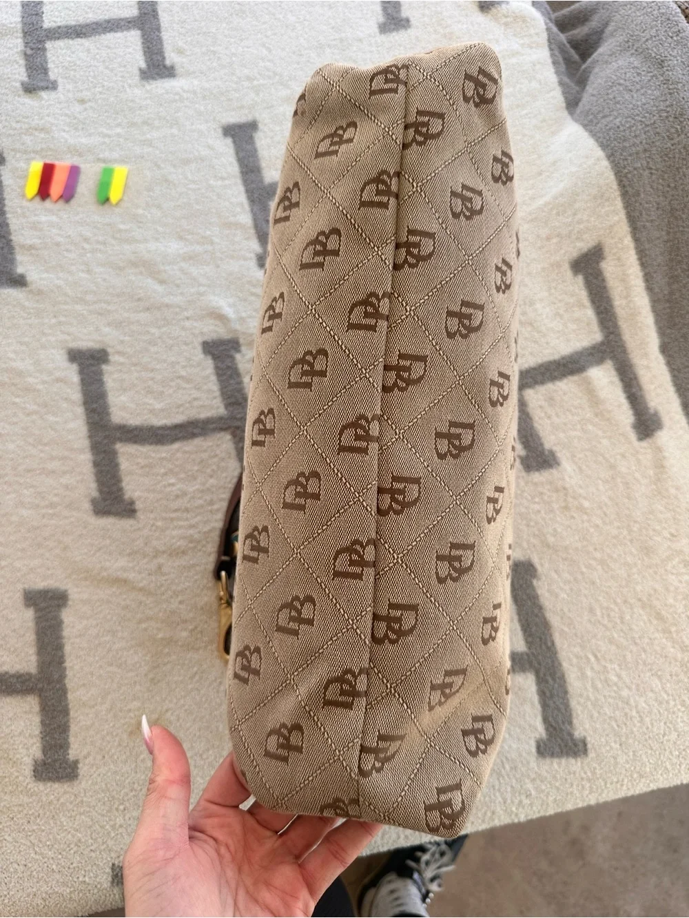 Dooney & Bourke Brown Logo-Print Hobo Bag